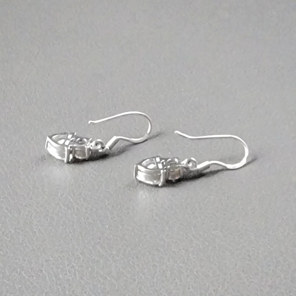 Sparkly Sterling Silver CZ dangling earrings - Picture 2 of 4